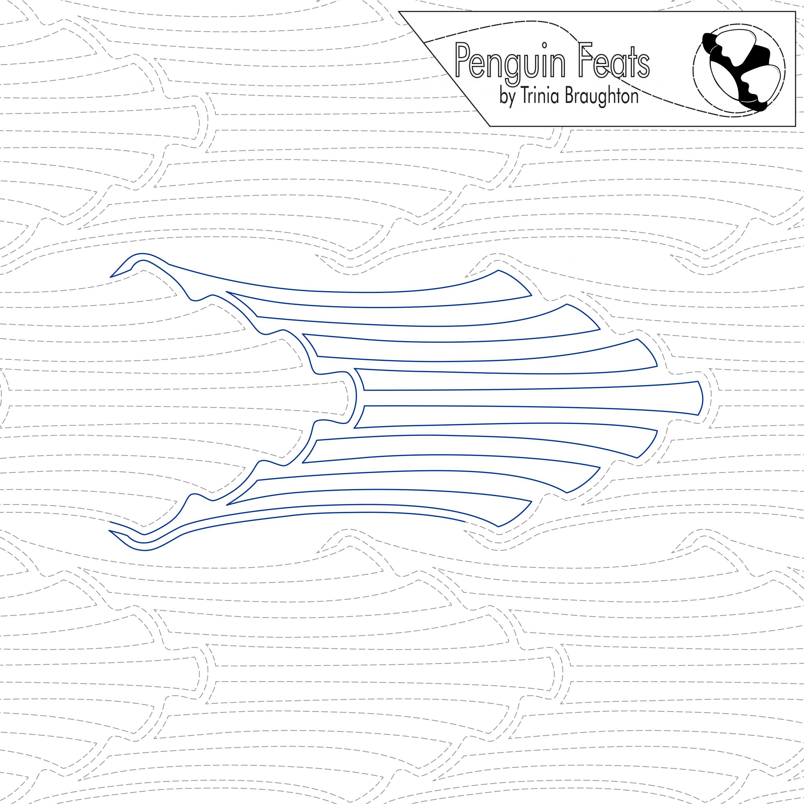 Outline of a textured background with 'Penguin Feats' and artist name at the top.
