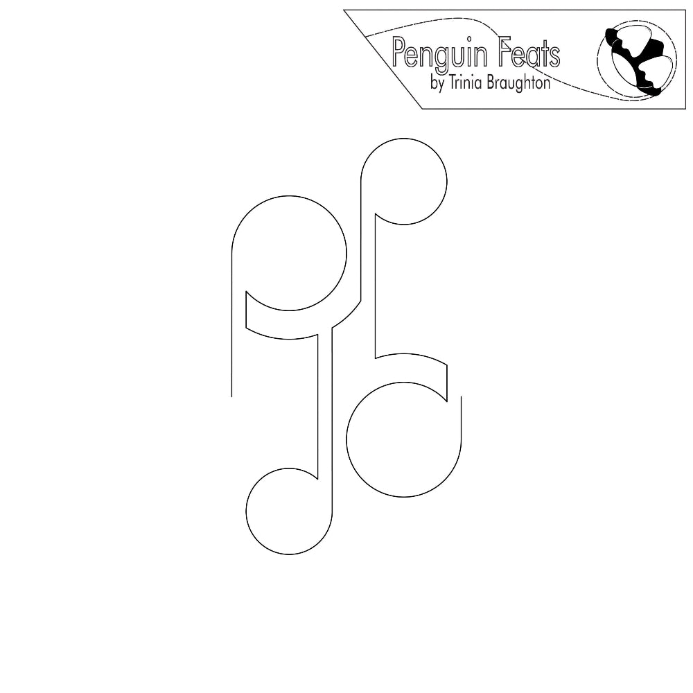 Outline of safety pin shapes with 'Penguin Feats' logo at the top