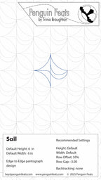 Penguin Feats sail design with grid and measurement details