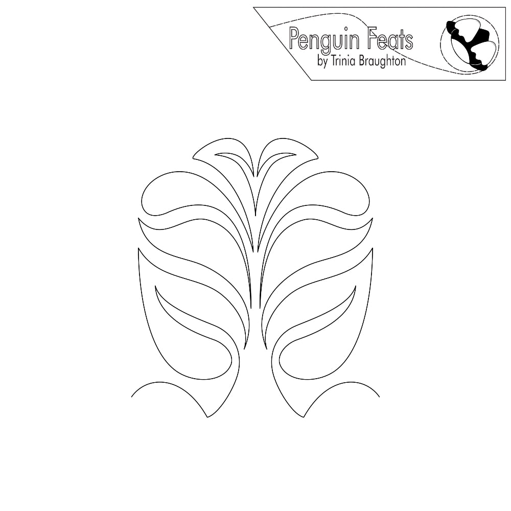 Black and white feather design with 'Penguin Feats' logo at the top.