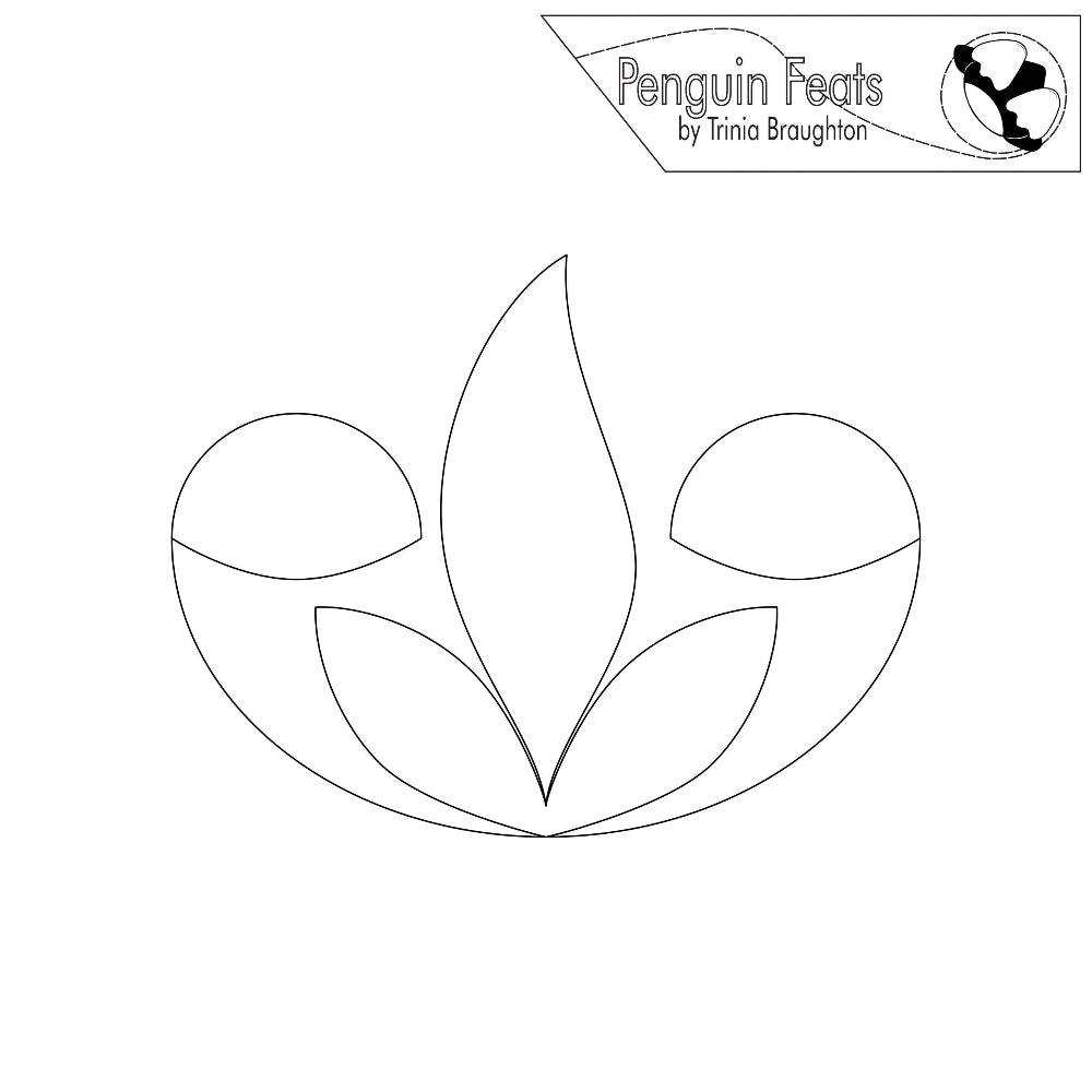 Black and white outline of a leaf with 'Penguin Feats' logo at the top.
