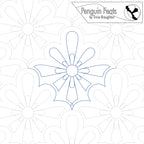 Quilting pantograph with floral pattern and 'Penguin Feats' branding