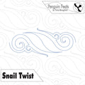 Continuous line design of a snail twist pattern with 'Penguin Feats' branding on a white background.