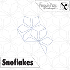 Geometric snowflake design on a white background with 'Penguin Feats' branding.