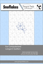 Design for computerized longarm quilters with a blue snowflake pattern on a light blue background.