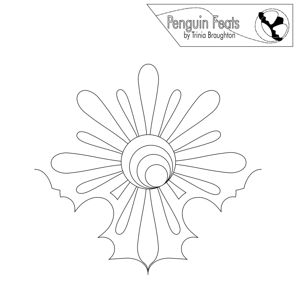 Black and white floral design with 'Penguin Feats' logo at the top.