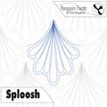 Design with abstract shapes and 'Penguin Feats' branding on a white background