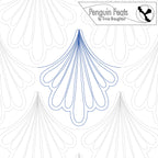 Quilting design on a white background, featuring 'Penguin Feats' by Trinia Braughton.