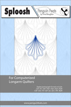 Sploosh pattern sheet for computerized longarm quilters with a blue and white design on a light blue background.
