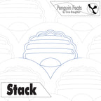 Outline of a cake with 'Stack' text and 'Penguin Feats' branding on a white background