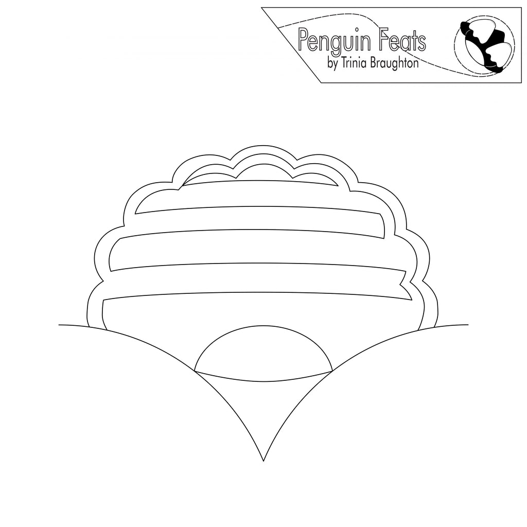 Outline of a cake with 'Penguin Feats' logo at the top