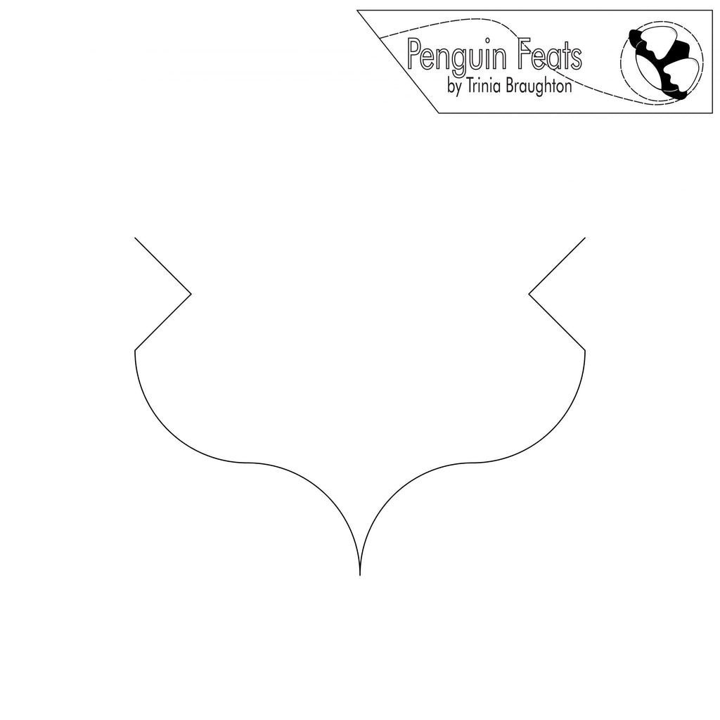 Continuous line design of diamond with curved line with 'Penguin Feats' branding at the top.
