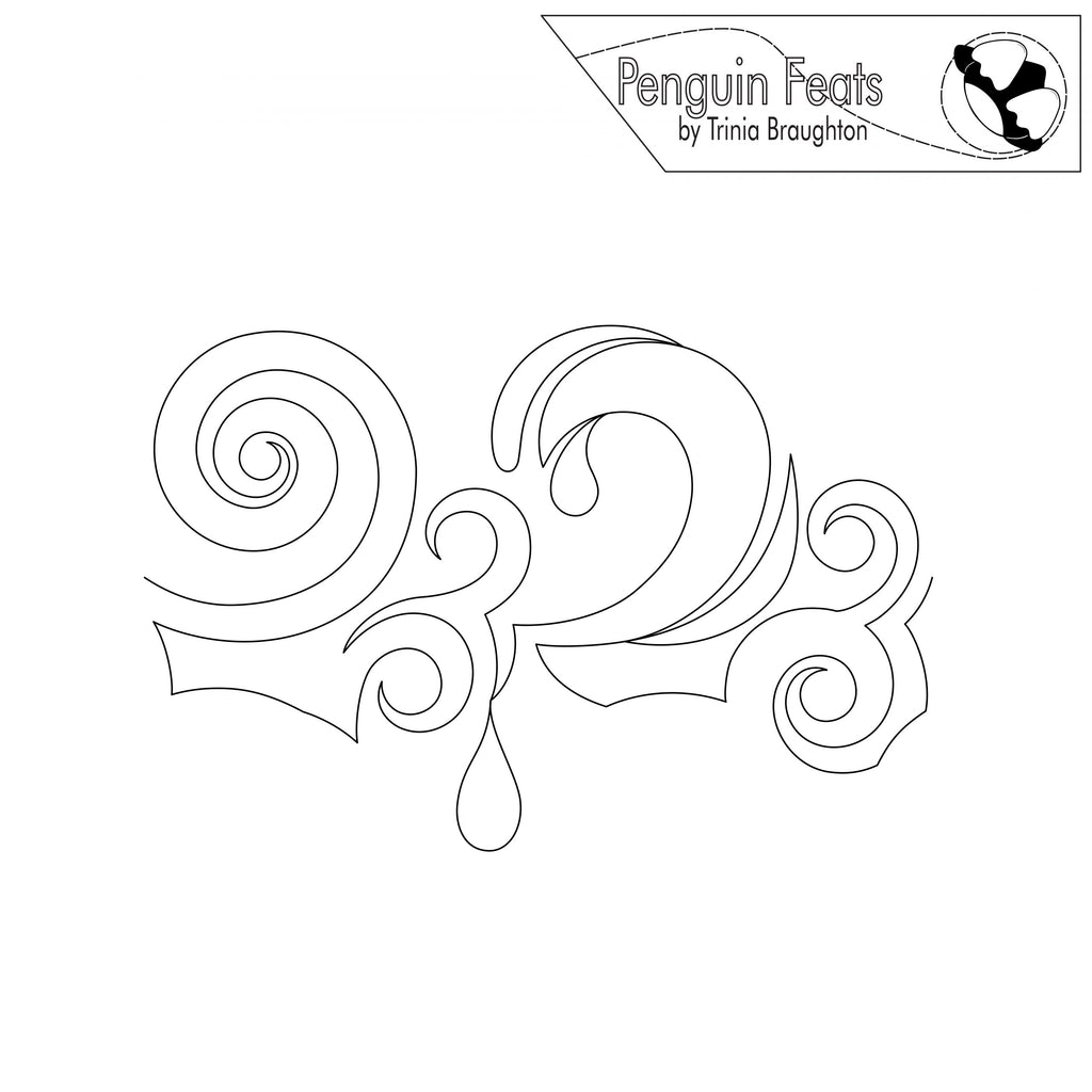Decorative swirl design with 'Penguin Feats' branding at the top.