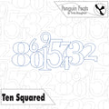 Quilting design with large numbers featuring 'Penguin Feats' by Trinia Braughton.