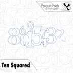Quilting design with large numbers featuring 'Penguin Feats' by Trinia Braughton.