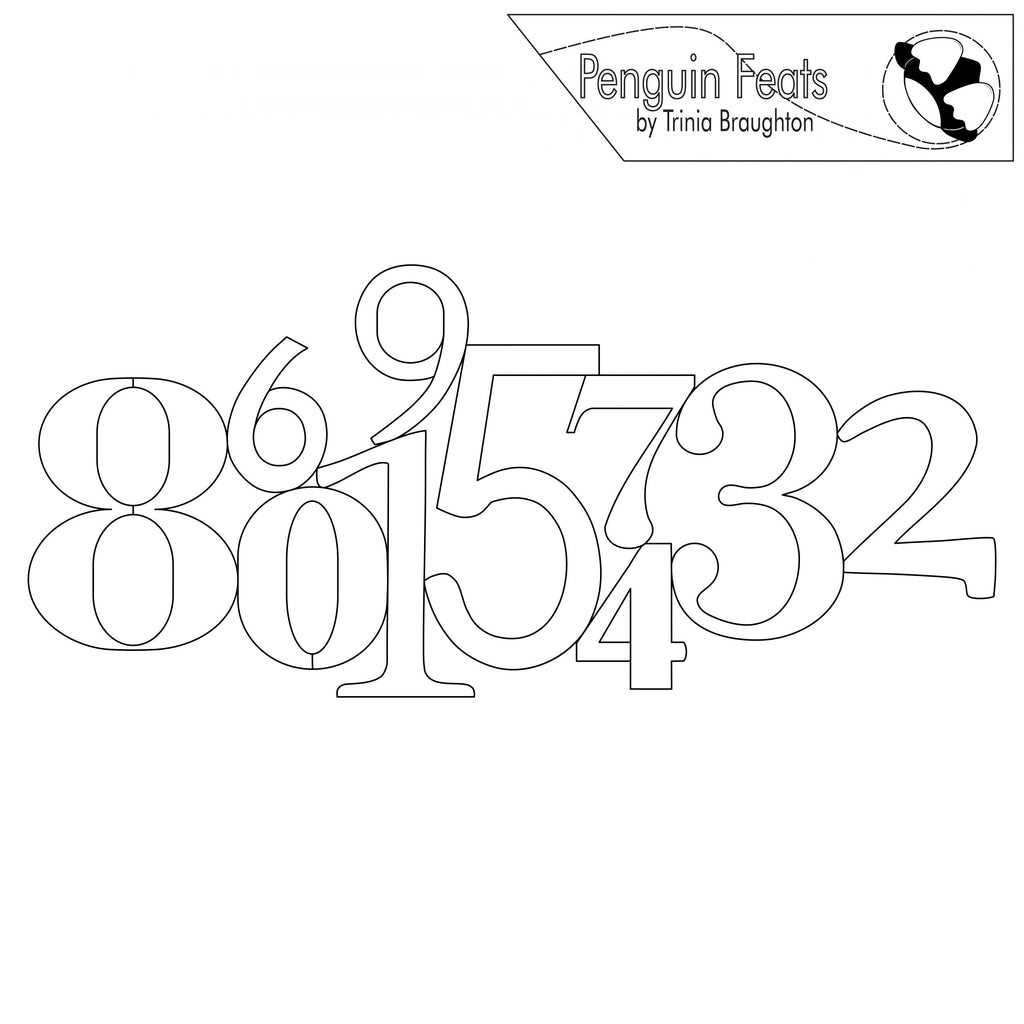 Outline of numbers on a white background with 'Penguin Feats' branding.