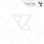 Quilting design with triangles and 'Penguin Feats' branding