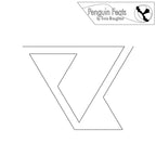 Black and white triangle cutout with 'Penguin Feats' branding at the top.