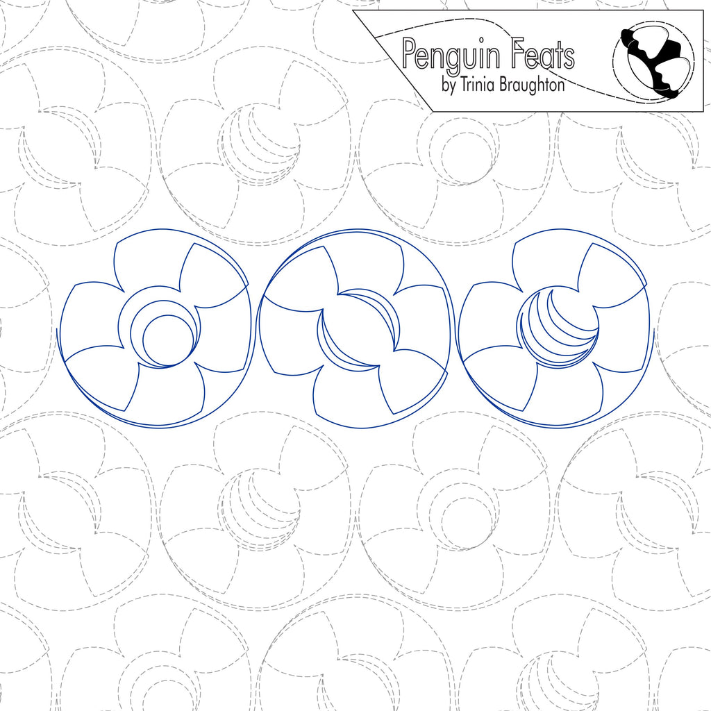 Design of propellers with 'Penguin Feats' branding on a patterned background