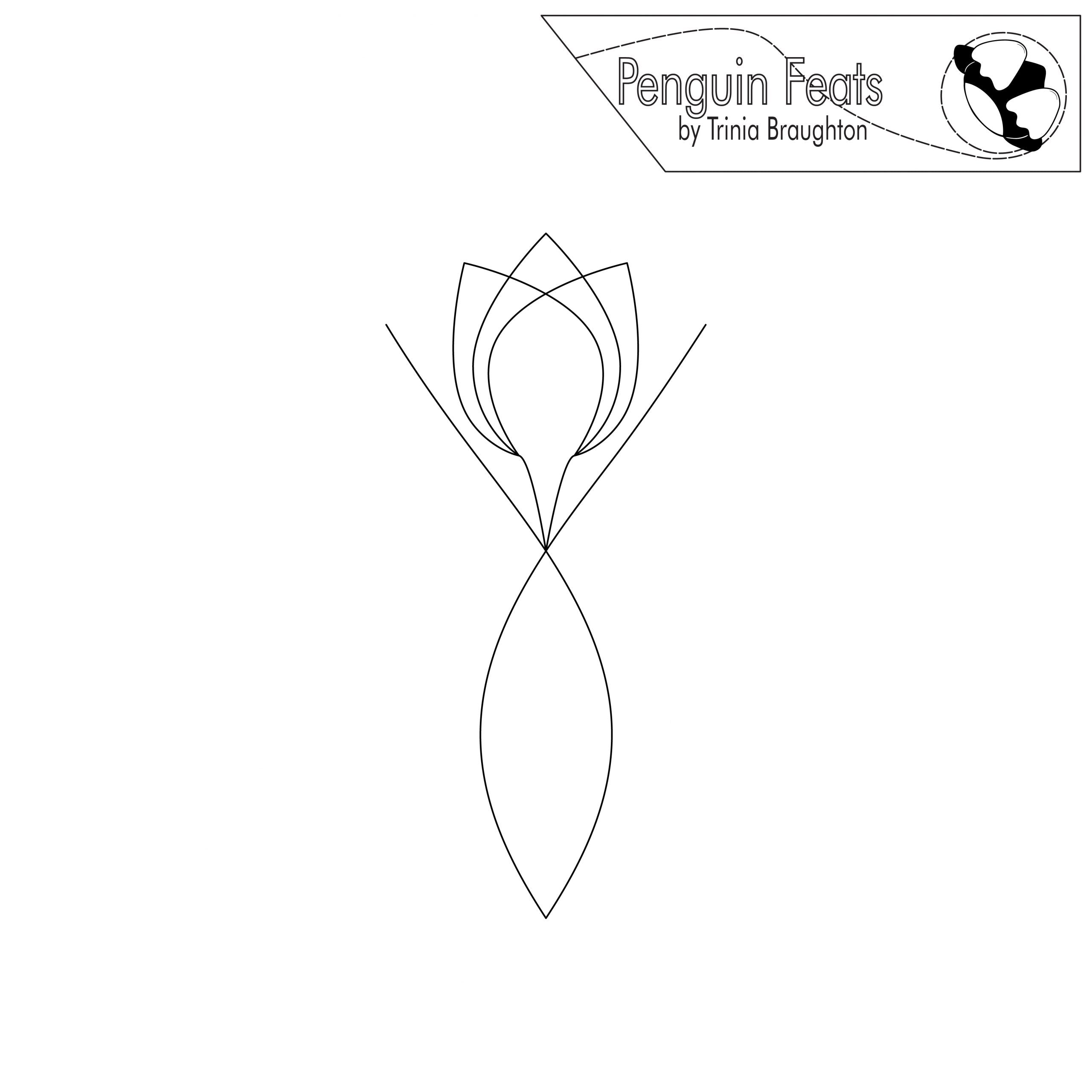 Black line drawing of a flower on a white background with 'Penguin Feats' branding.