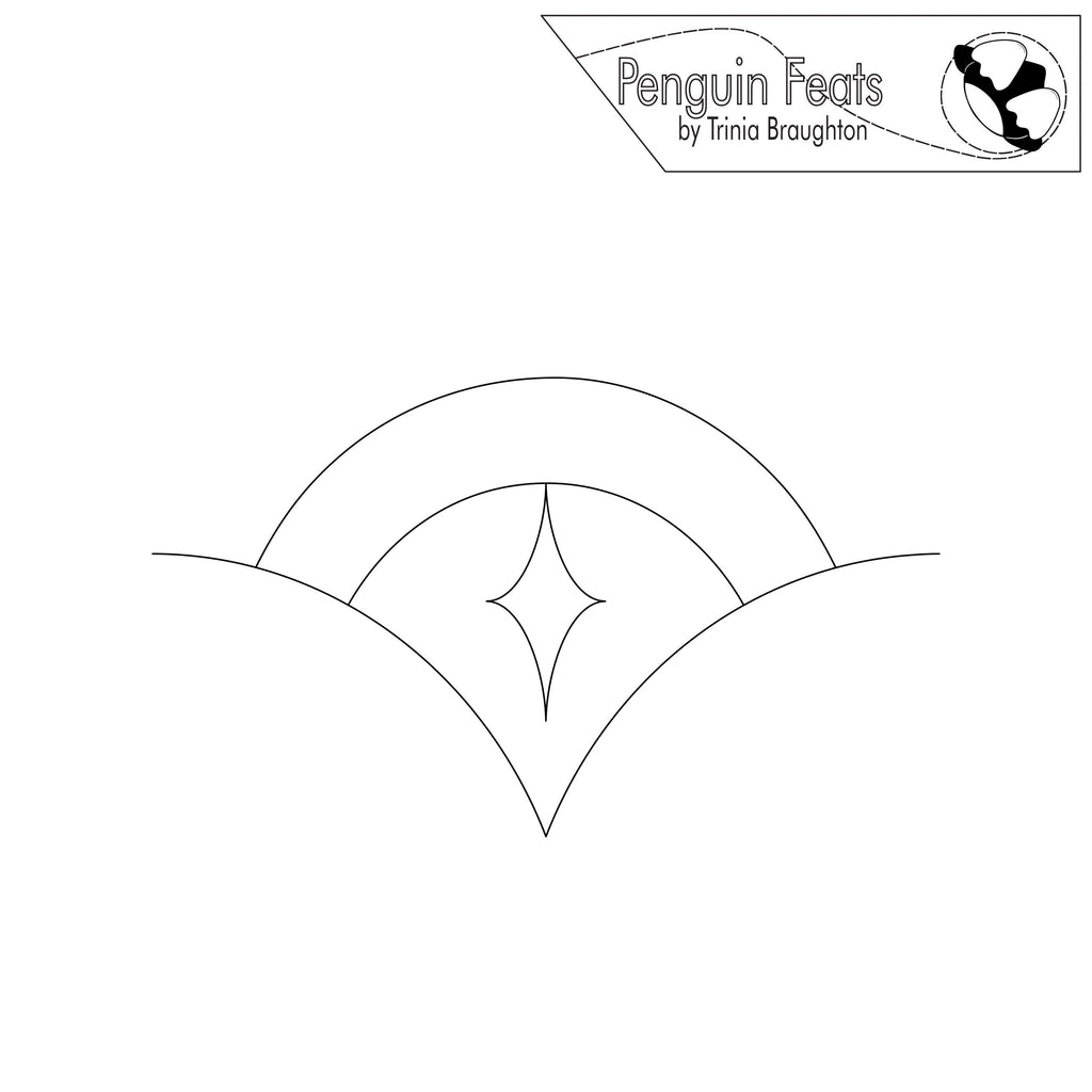 Outline of a fan with a logo at the top right corner on a white background
