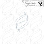continuous line in blue with wavy lines on a white background, featuring the brand 'Penguin Feats' by Trinia Braughton.