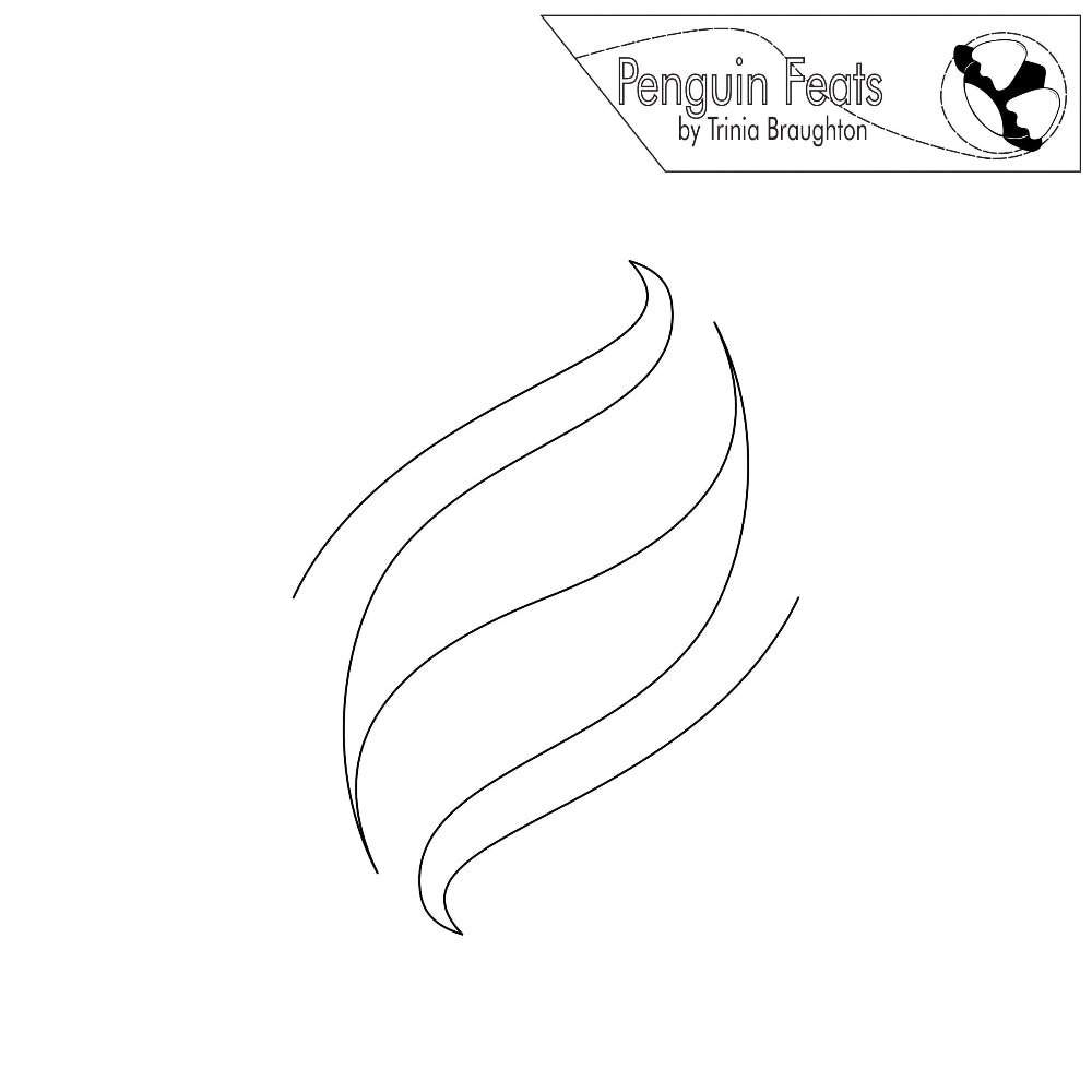 Continuous line in black of twisting line with 'Penguin Feats' logo at the top.