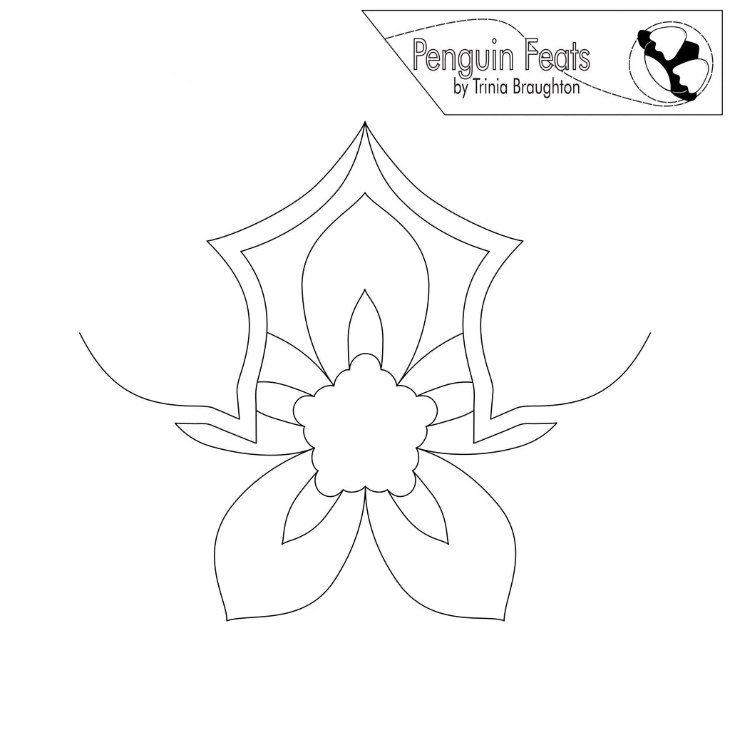 Black and white floral design with 'Penguin Feats' logo at the top.
