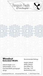 Design sheet with snowflake pattern and branding information at the top.