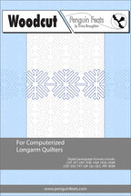 Woodcut pattern sheet for computerized longarm quilters with geometric design on cover