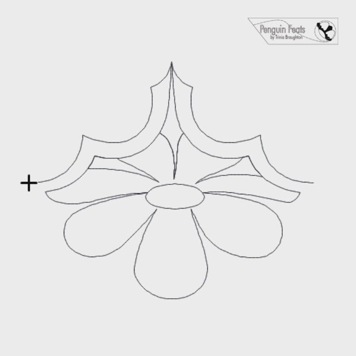 continuous line animation of stitching flower design Leap with Penguin Feats branding